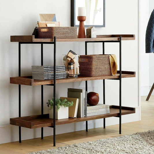 Scandinavian-Inspired Solid Wood Console Table, Bookshelf & Storage Unit
