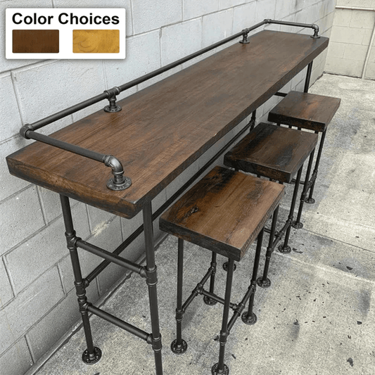 2" Thick Industrial Pipe Bar Table- Rustic Livingroom Table Solid Wood Buffet /Console