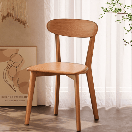 Outlined Side Chair in Solid Wood with Airy Back, Modern Dining Chairs for Living Room