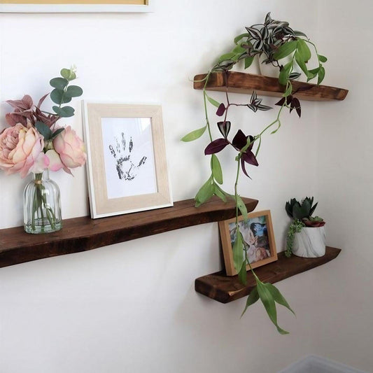 Live Edge Rustic Floating Shelf Made from Solid Wood