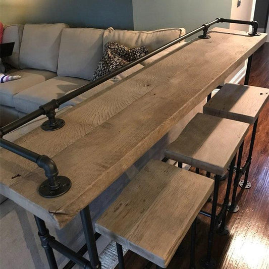 Sofa Bar Table, Industrial Pub Table- Wood thickness: 2" - Woodartdeal