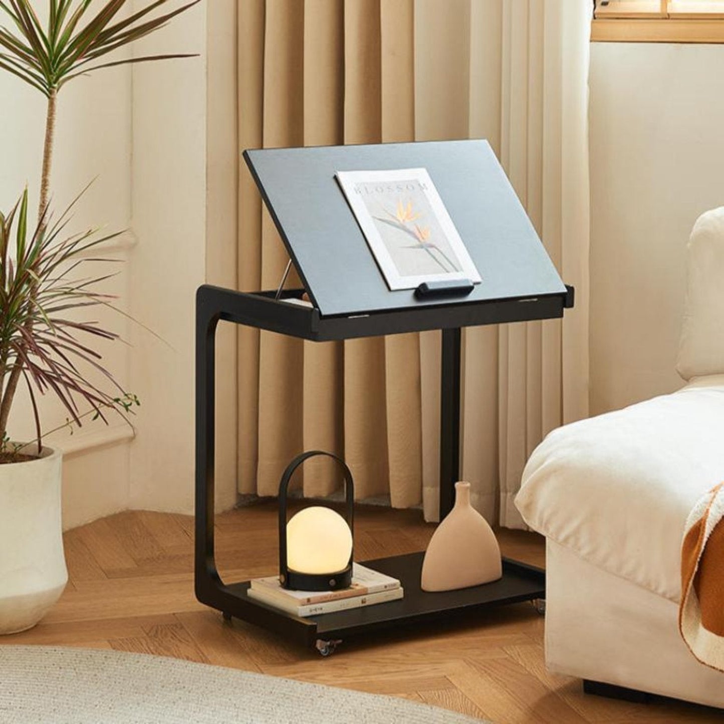 Solid Wood Movable Side Table