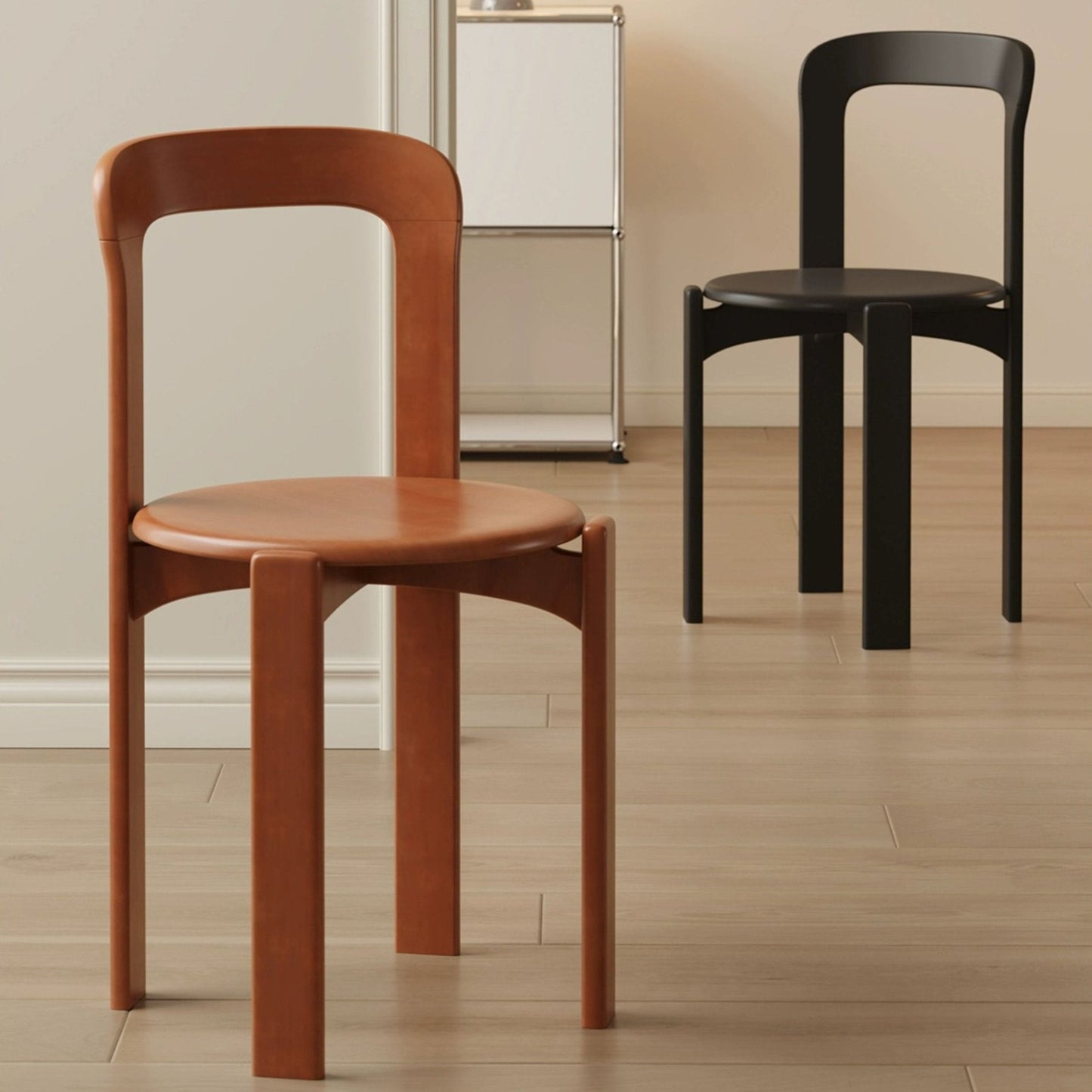 Set of 2 stackable wooden dining chairs