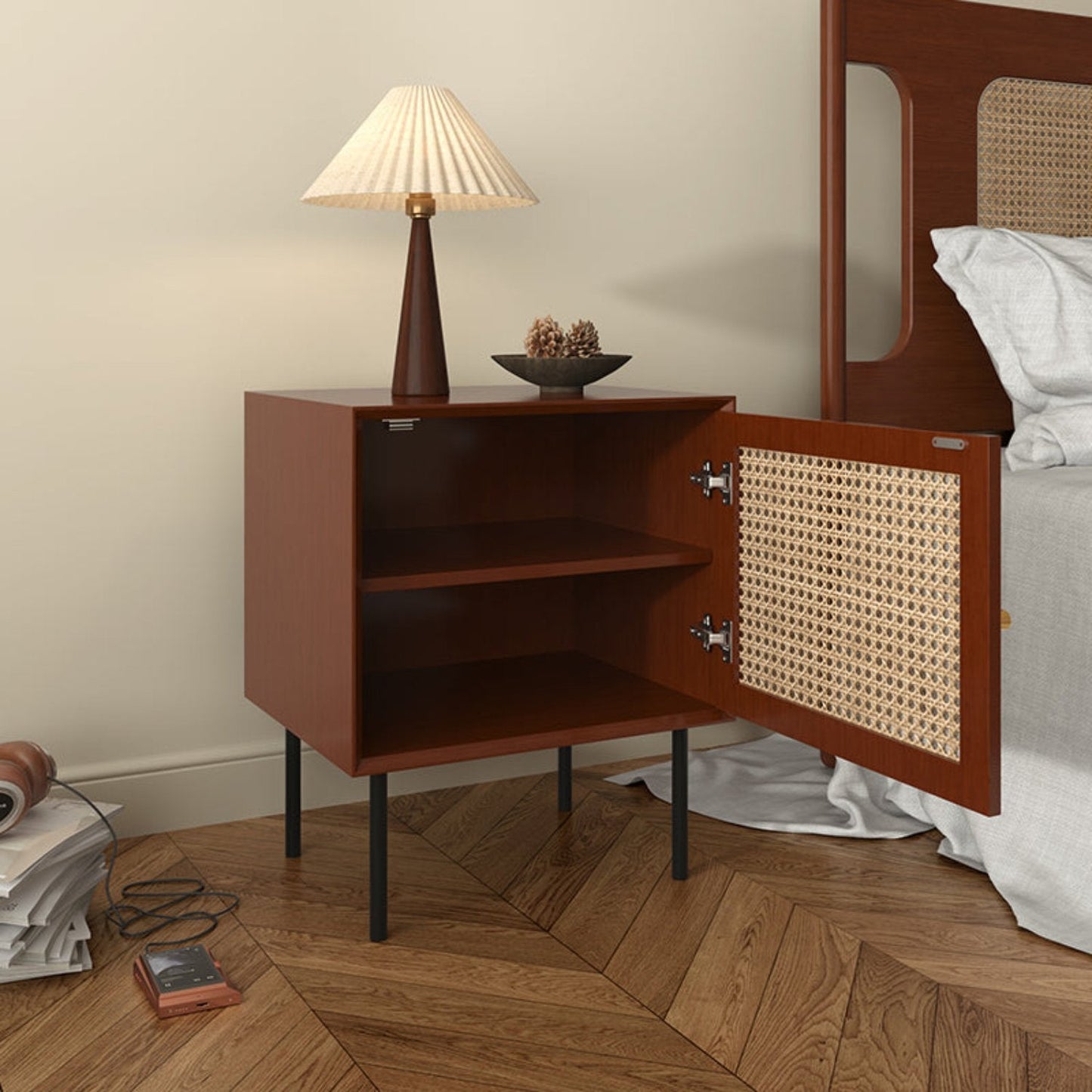 Modern Wood Nightstand - Versatile Storage