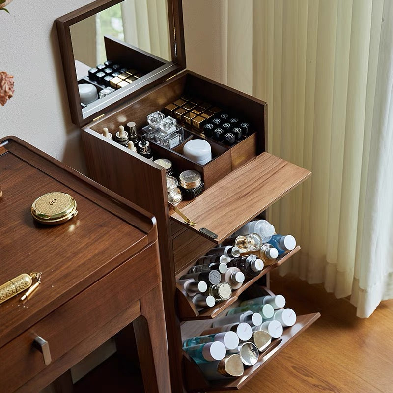 Wooden movable cosmetics vertical storage cabinet