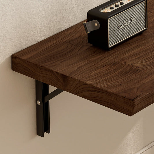 Live Edge Foldable Floating Table, Fold Down Work Table, Space-saving Table, Natural-edge Wall-mounted Table, Customized Desk, Solid Wood Dining Table with Brackets