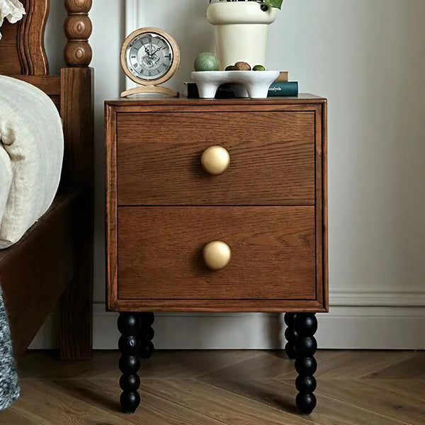 Side Tables For Bedroom Solid Wood Nightstands With 2 Drawers