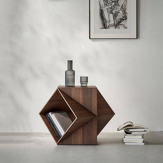 Geometric Sofa End Table Dark Modern Wood Coffee Table