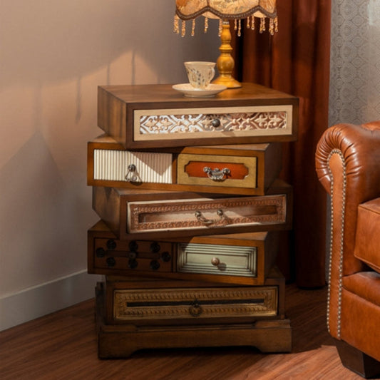 Vintage Carved Rotating Side Cabinet