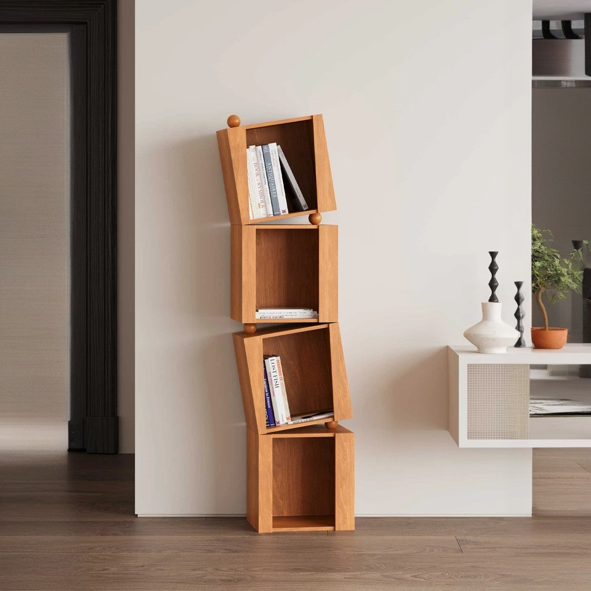 Solid Wood Irregular Creative Combination Floor-Standing Book Shelf