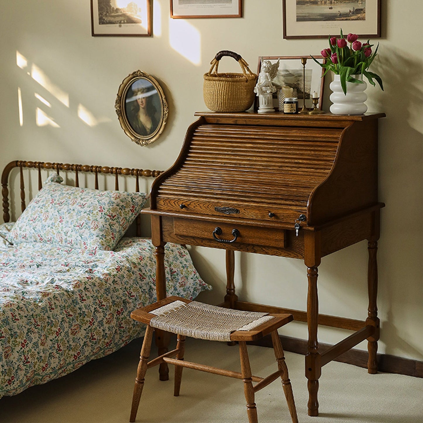 Vintage Wooden Bedroom Bench Small Entryway Bench Stool Vanity Chair