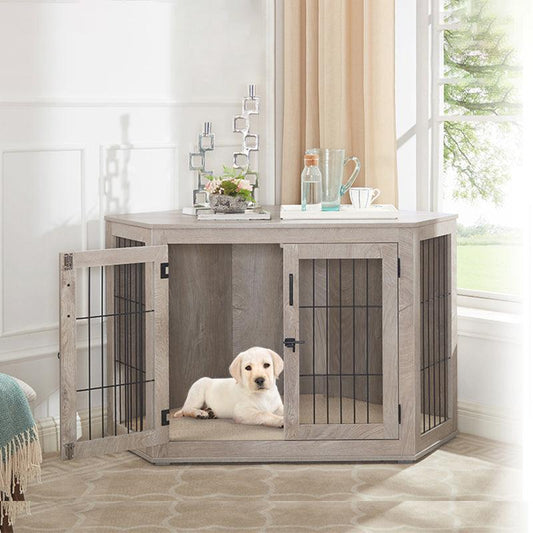 Furniture Corner Dog Crate/Kennel Wooden End Table with Cushion