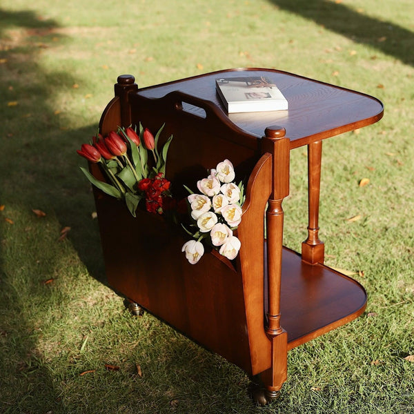 Solid Wood Side Table Trolley Art Shelf