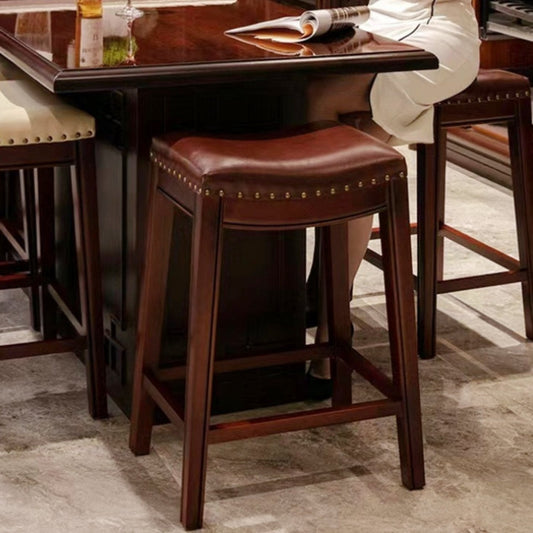 Solid wood simple cowhide bar stools