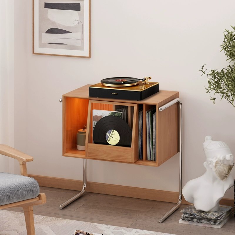 Retro Record Cabinet Vinyl Album Storage Furniture Mid Century Record Cabinet