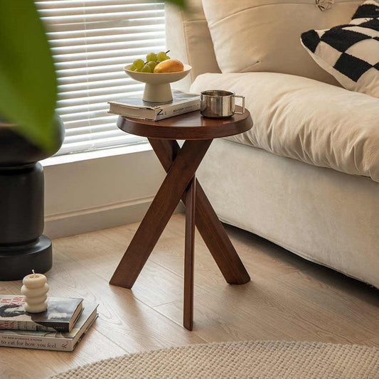 Vintage Solid Wood Wabi-Sabi Style Side Table