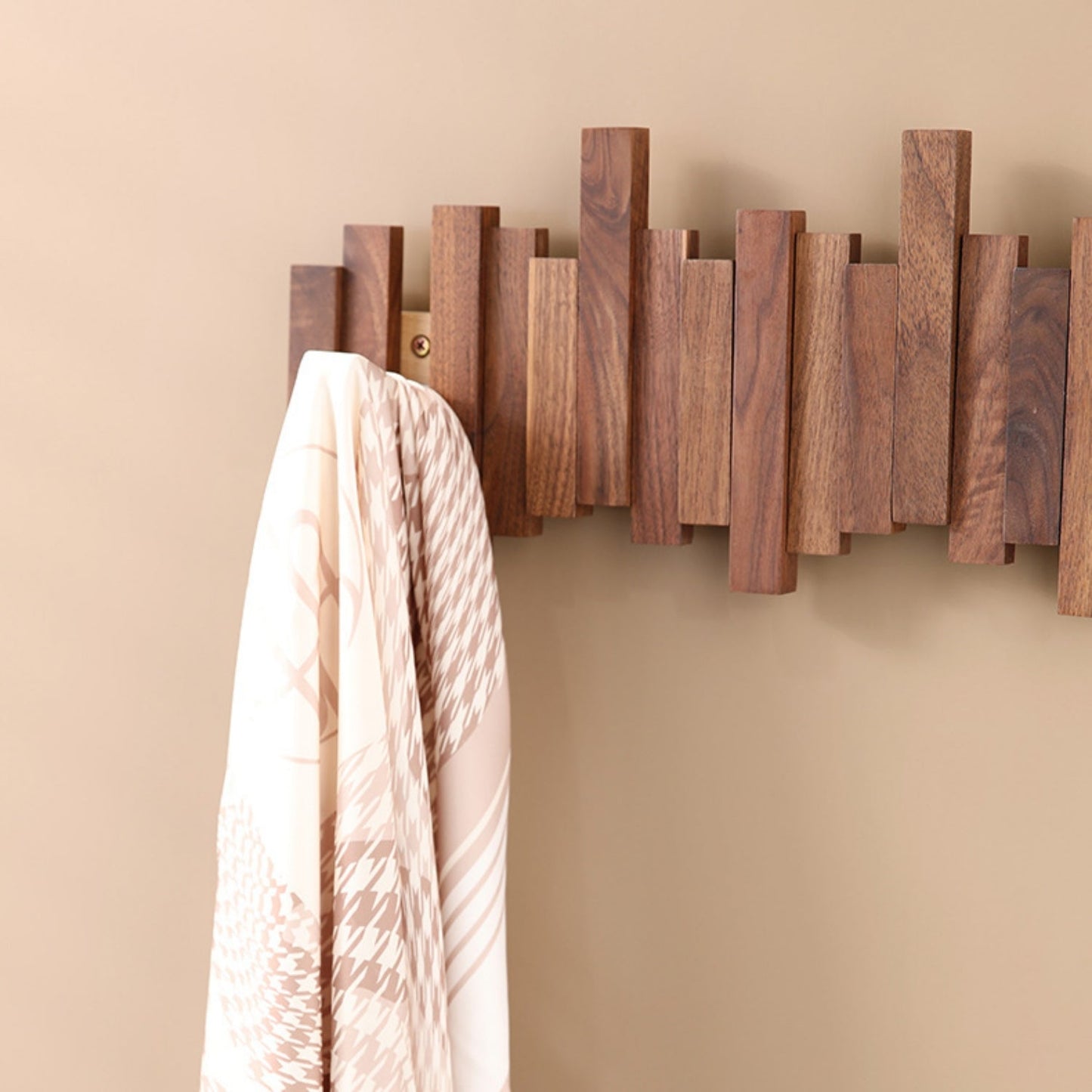 Black walnut wood piano key hooks - Wall-Mounted Coat and Hat Rack