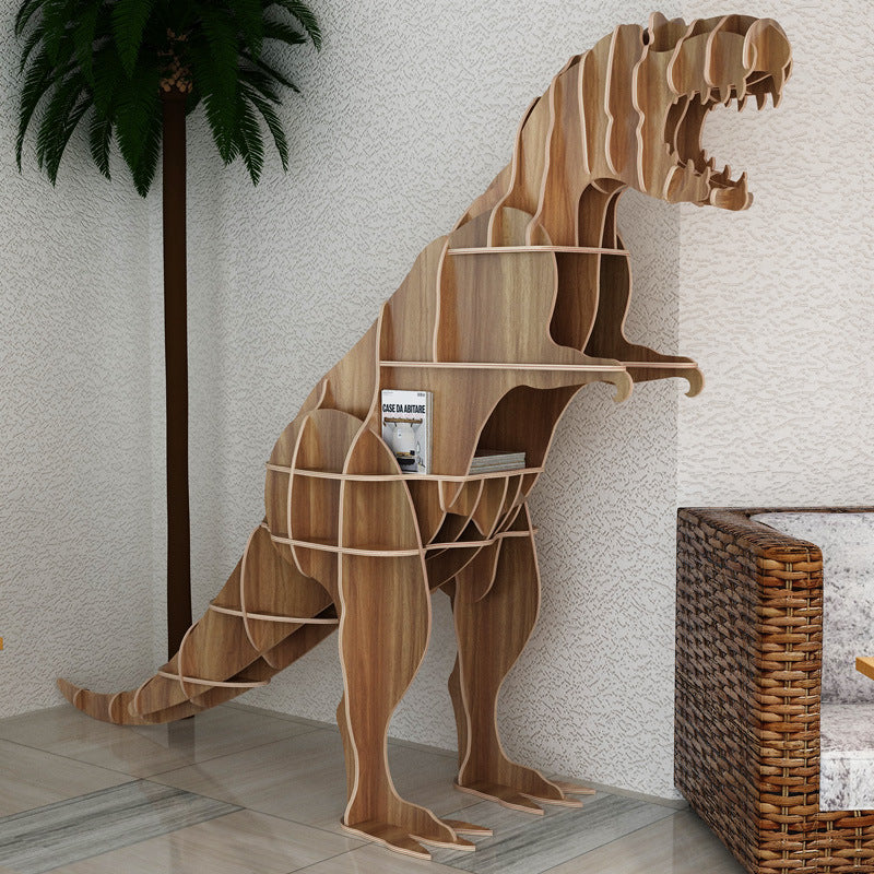 Wooden Tyrannosaurus Animal Shape Bookshelf Storage Rack