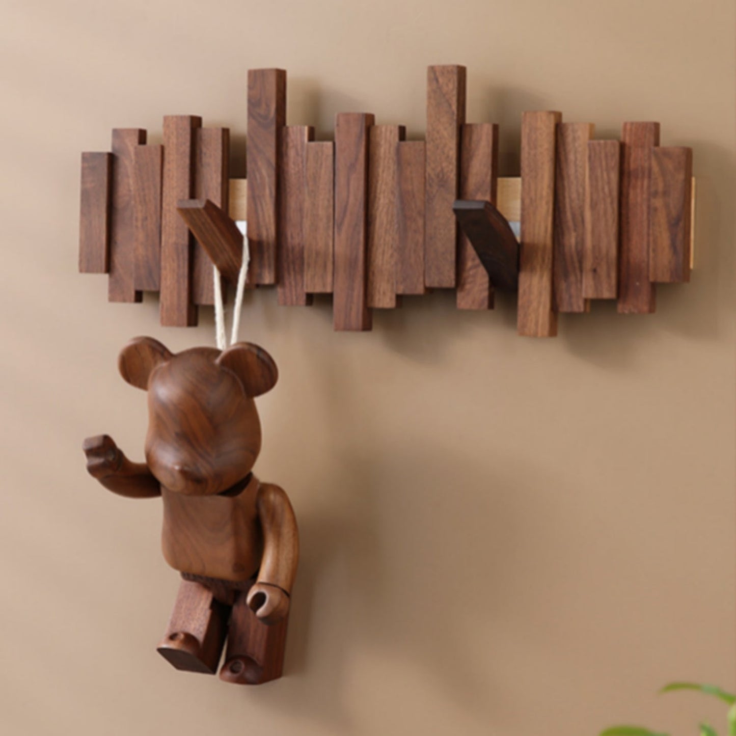 Black walnut wood piano key hooks - Wall-Mounted Coat and Hat Rack