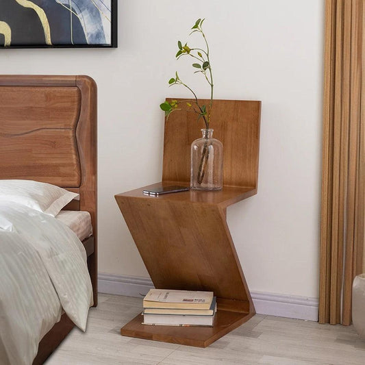 Light Luxury Z-Shaped Chair, Solid Wood Designer Chair Special-Shaped Backrest Chair