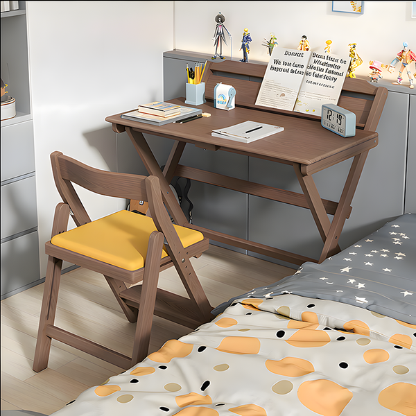 Folding Study Desk, Solid Wood Study Table, Children's Writing Desk And Chair Set, Multifunctional Folding Table, Home Workbench