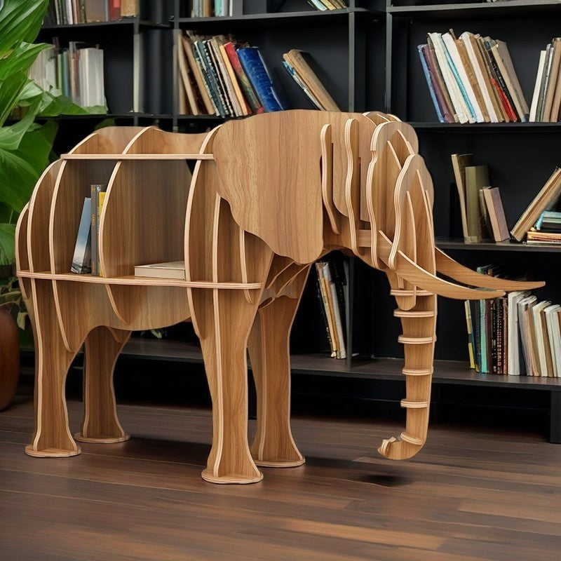 Wooden Elephant Animal Shape Bookshelf Storage Rack