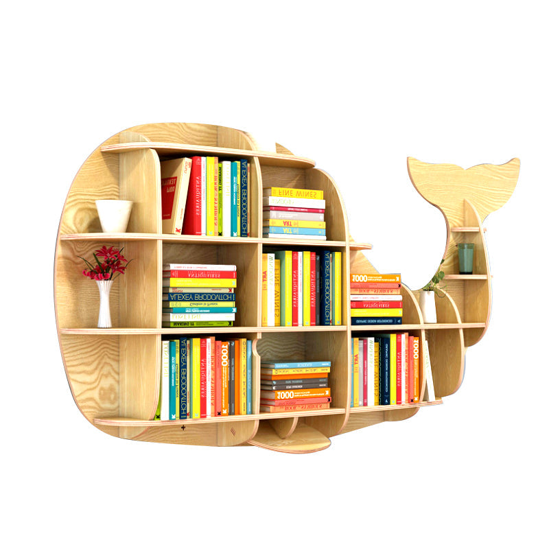 Wooden Whale Wall Animal Shape Bookshelf Storage Rack