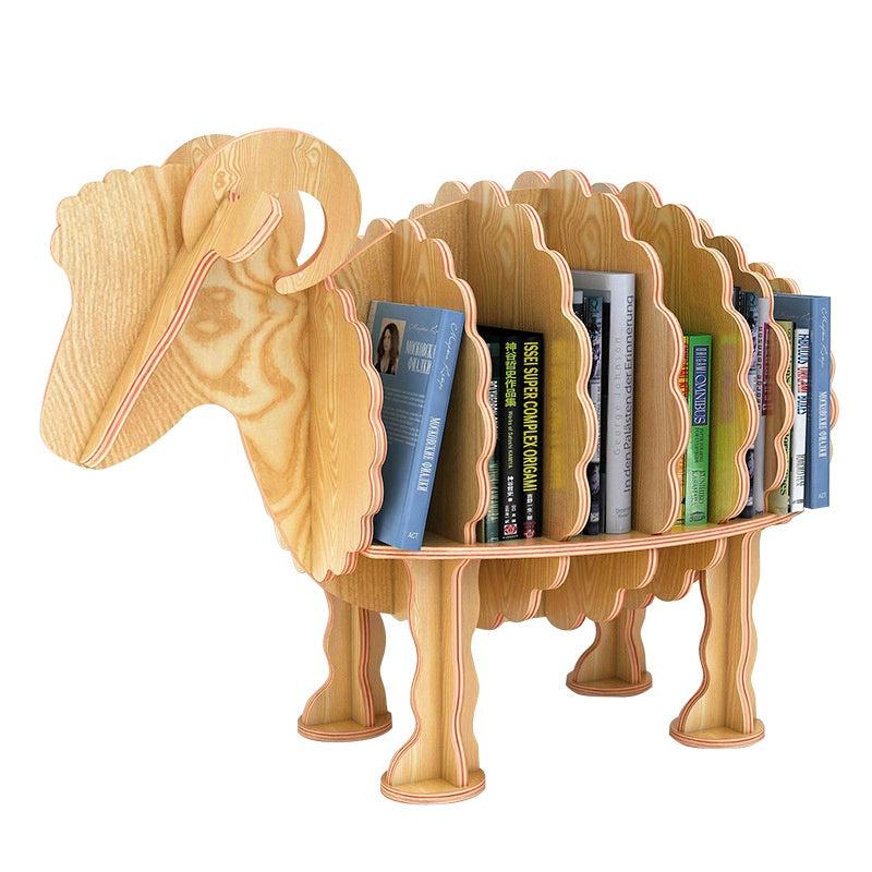 Wooden Sheep Animal Shape Bookshelf Storage Rack