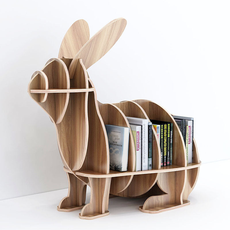 Wooden Rabbit Animal Shape Bookshelf Storage Rack