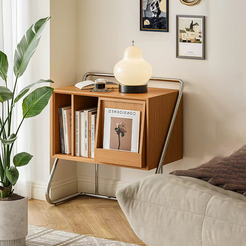 Oak Vinyl Record Cabinet Record Player Console Wooden Bookcase With Storage