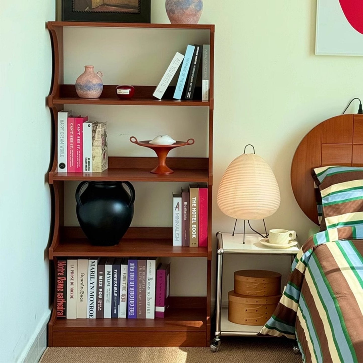 Solid wood multi-tier bookshelf