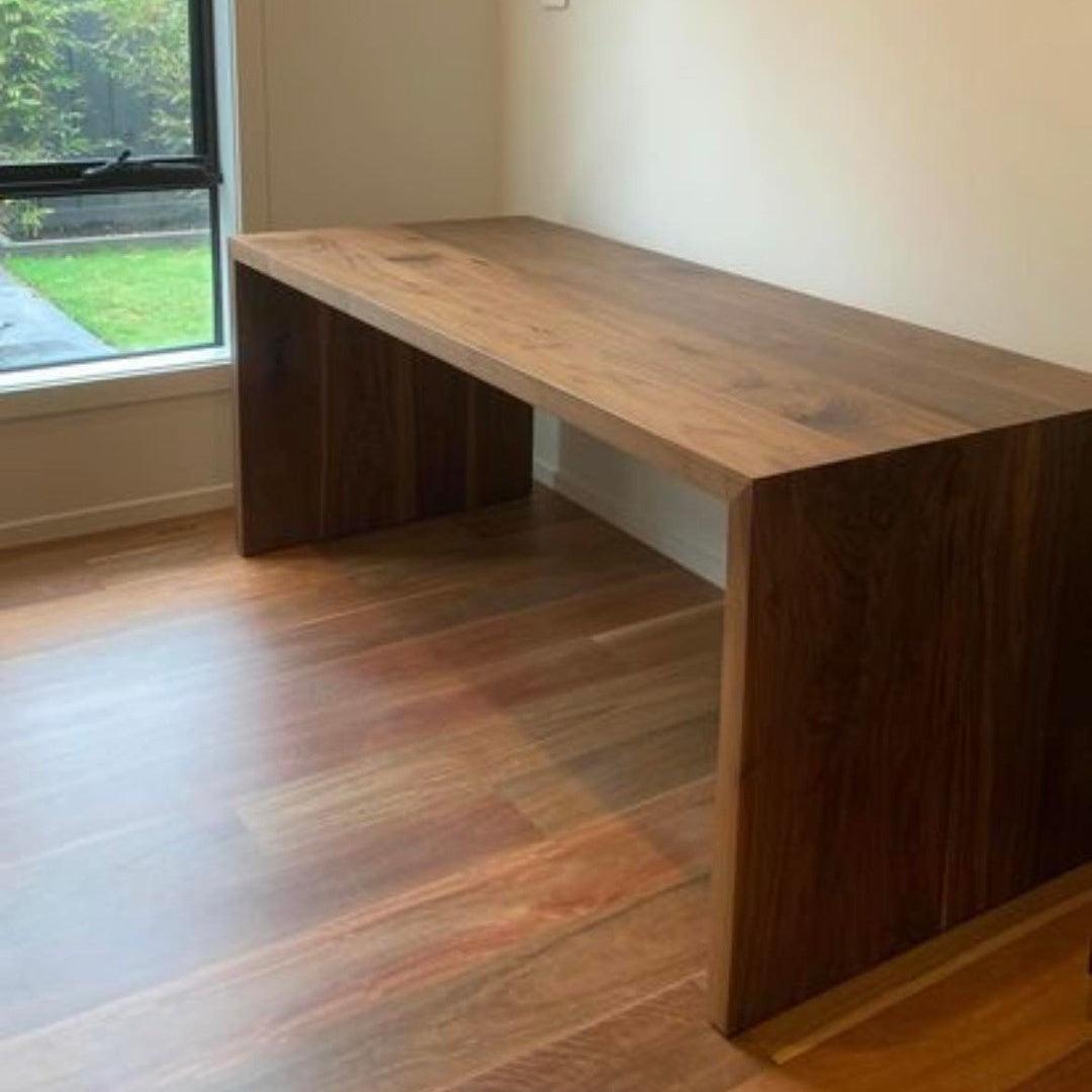 Modern Waterfall Desk, Handmade Straight Edge Desk, Black Walnut