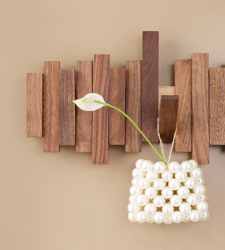 Black walnut wood piano key hooks - Wall-Mounted Coat and Hat Rack