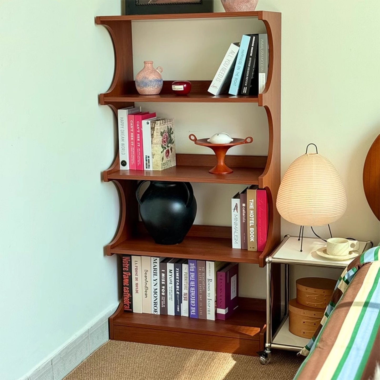 Solid wood multi-tier bookshelf