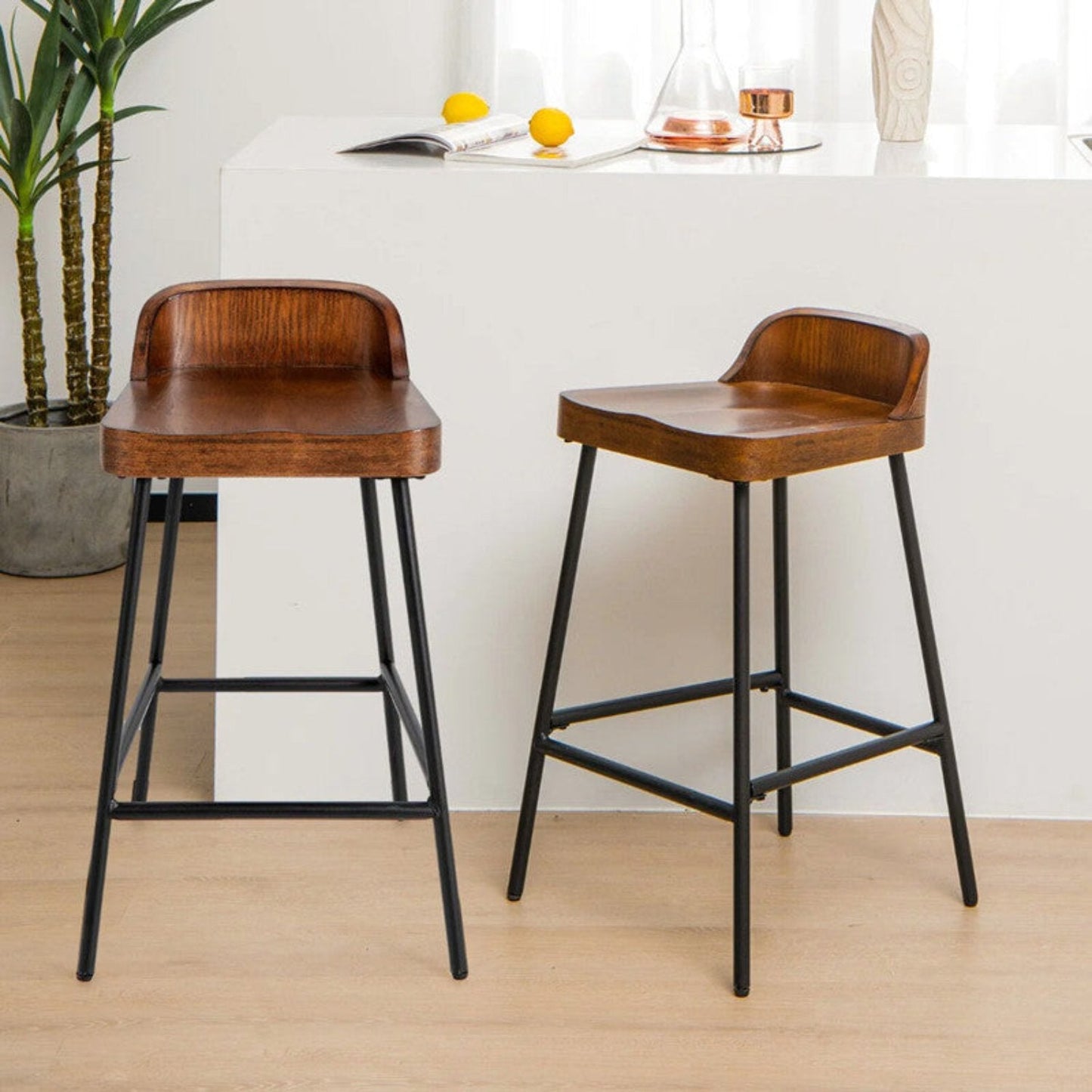 Industrial Bar Stools with Low Back