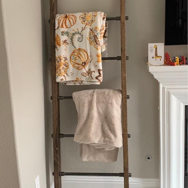 6 Ft Extra Wide Industrial Pipe and Wood Blanket Ladder