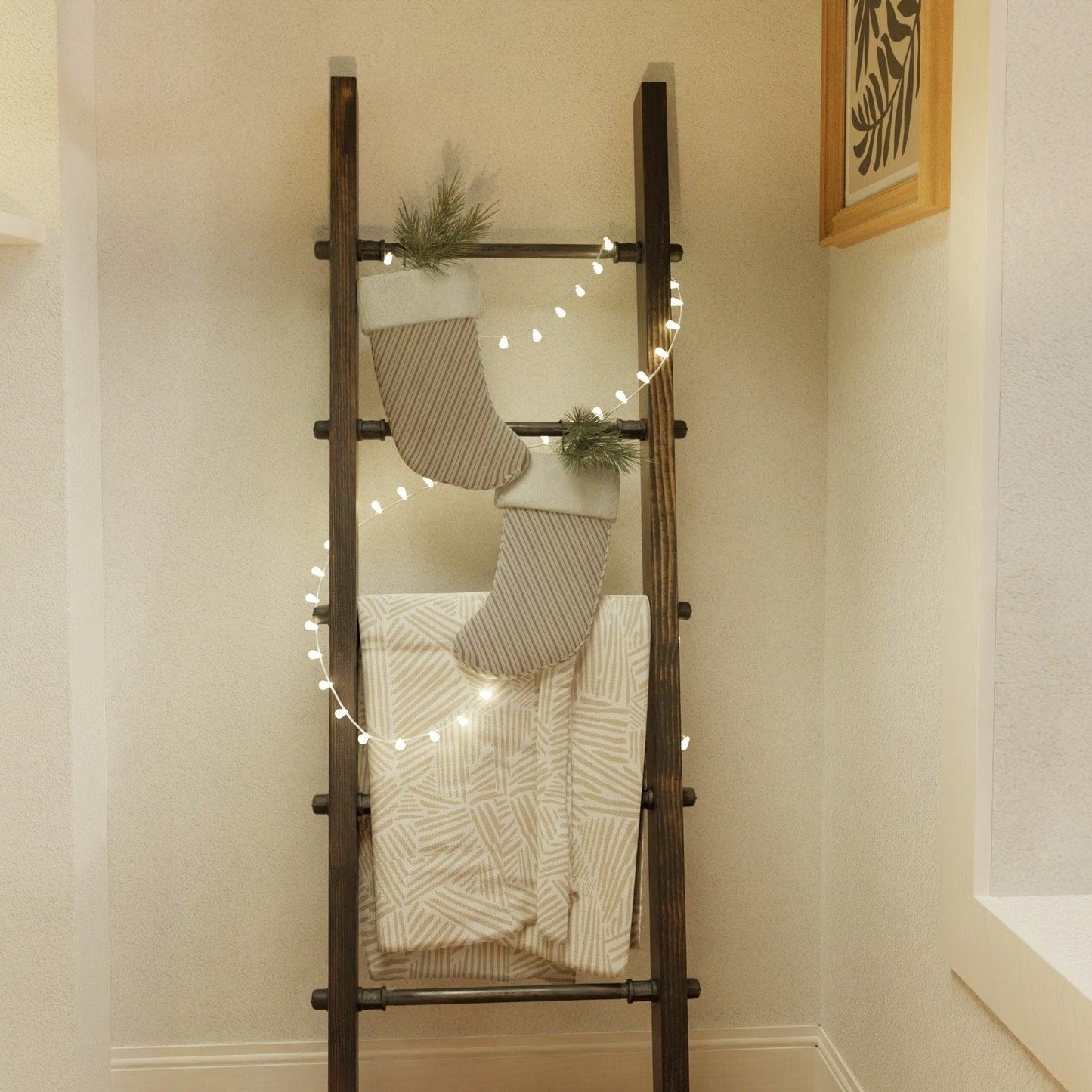 6 Ft Extra Wide Industrial Pipe and Wood Blanket Ladder