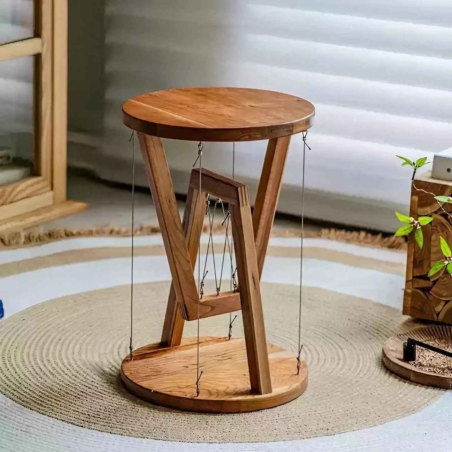 Solid Wood Anti-Gravity Floating Round Side Table End Table Coffee Table