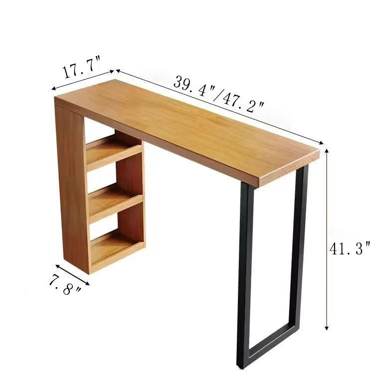 Contemporary Indoor Wood Top Bar Table with Storage Base