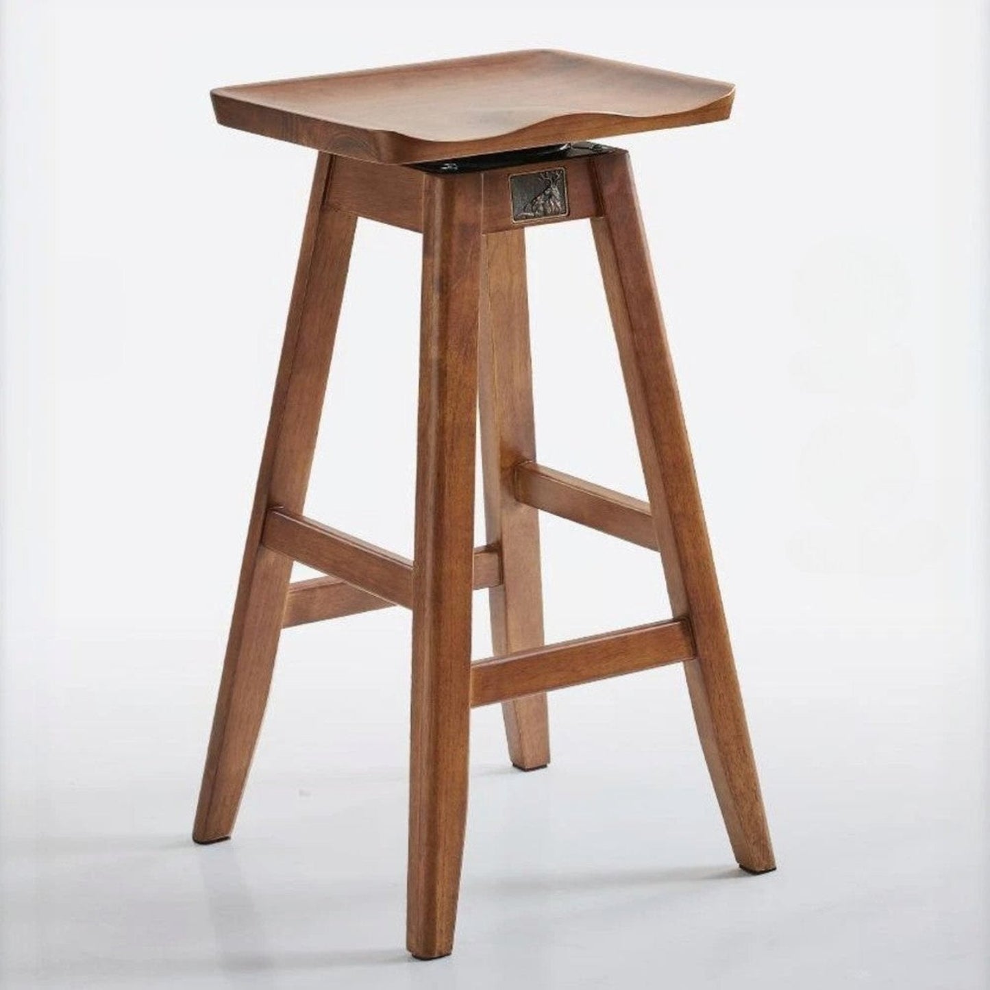 Contoured Seat Ash Solid wood Swivel Bar Stool with Angled Legs