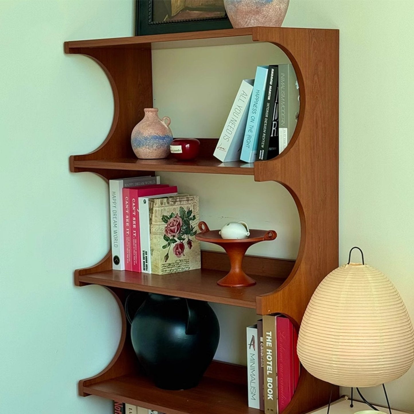 Solid wood multi-tier bookshelf