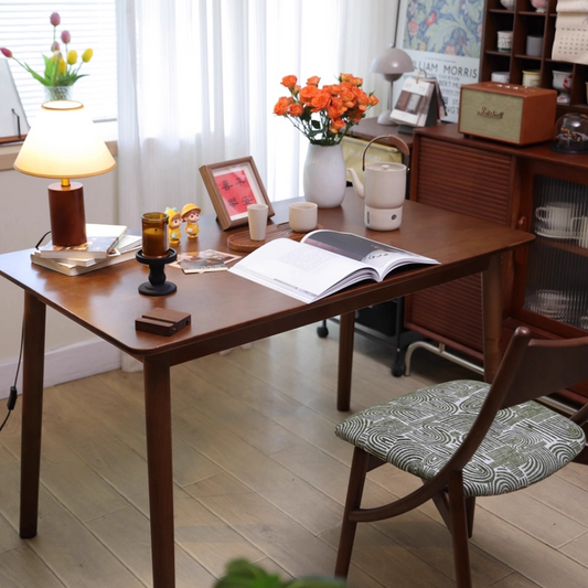 Solid Wood Desk, Home Work Desk, Minimalist Study Desk, Multifunctional Dining Table, Rectangular Wooden Table