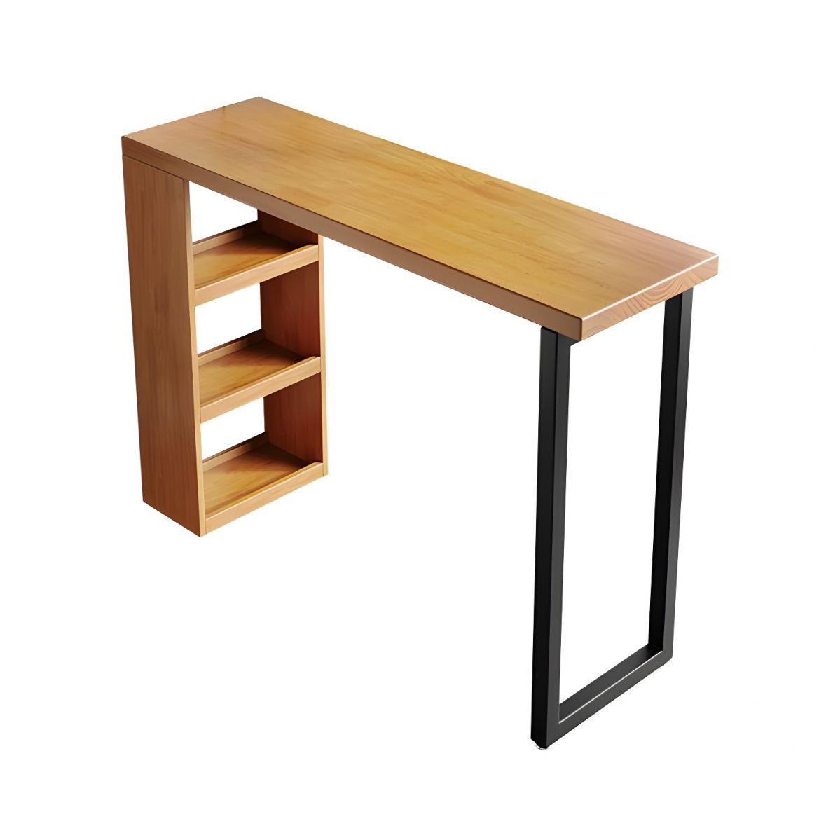 Contemporary Indoor Wood Top Bar Table with Storage Base