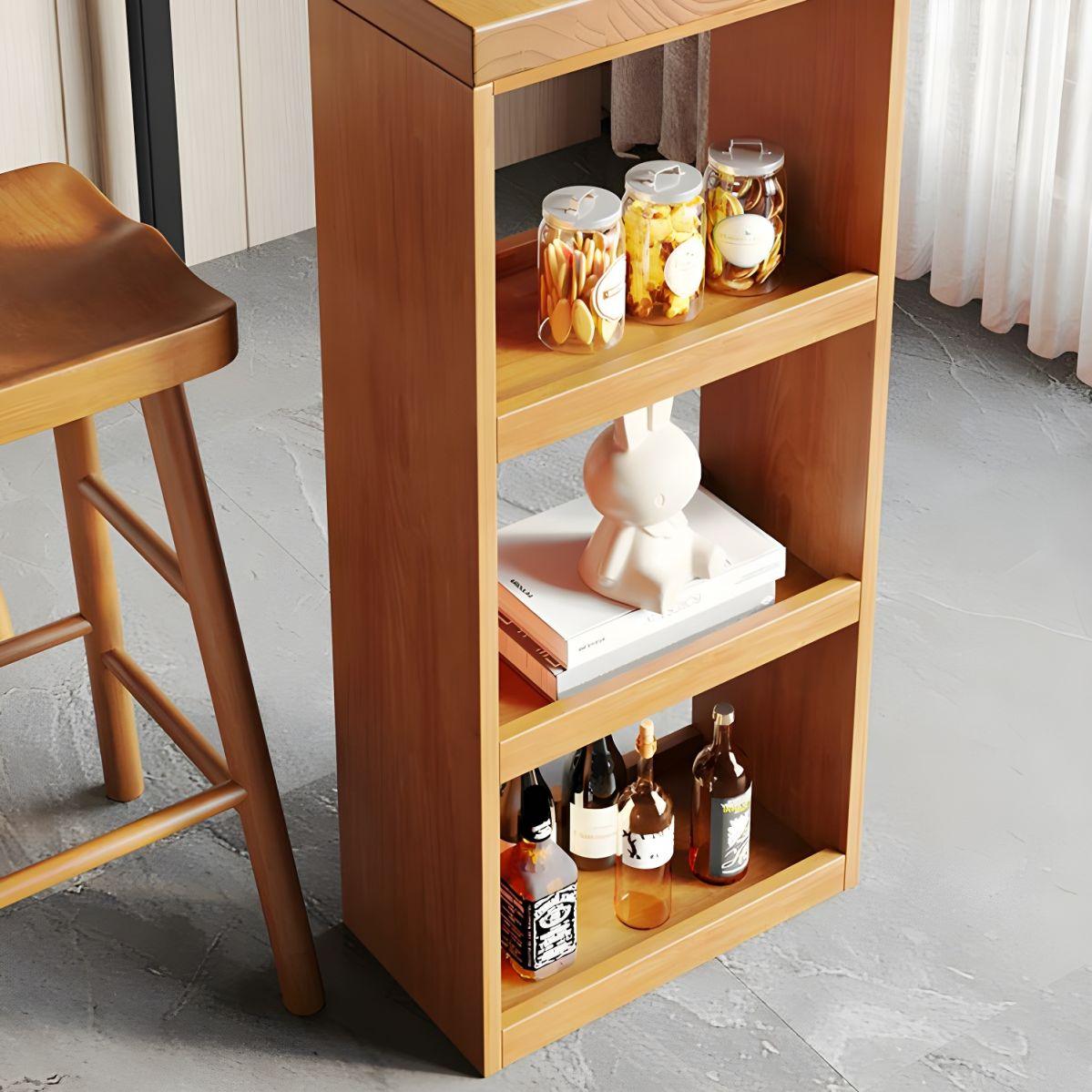 Contemporary Indoor Wood Top Bar Table with Storage Base