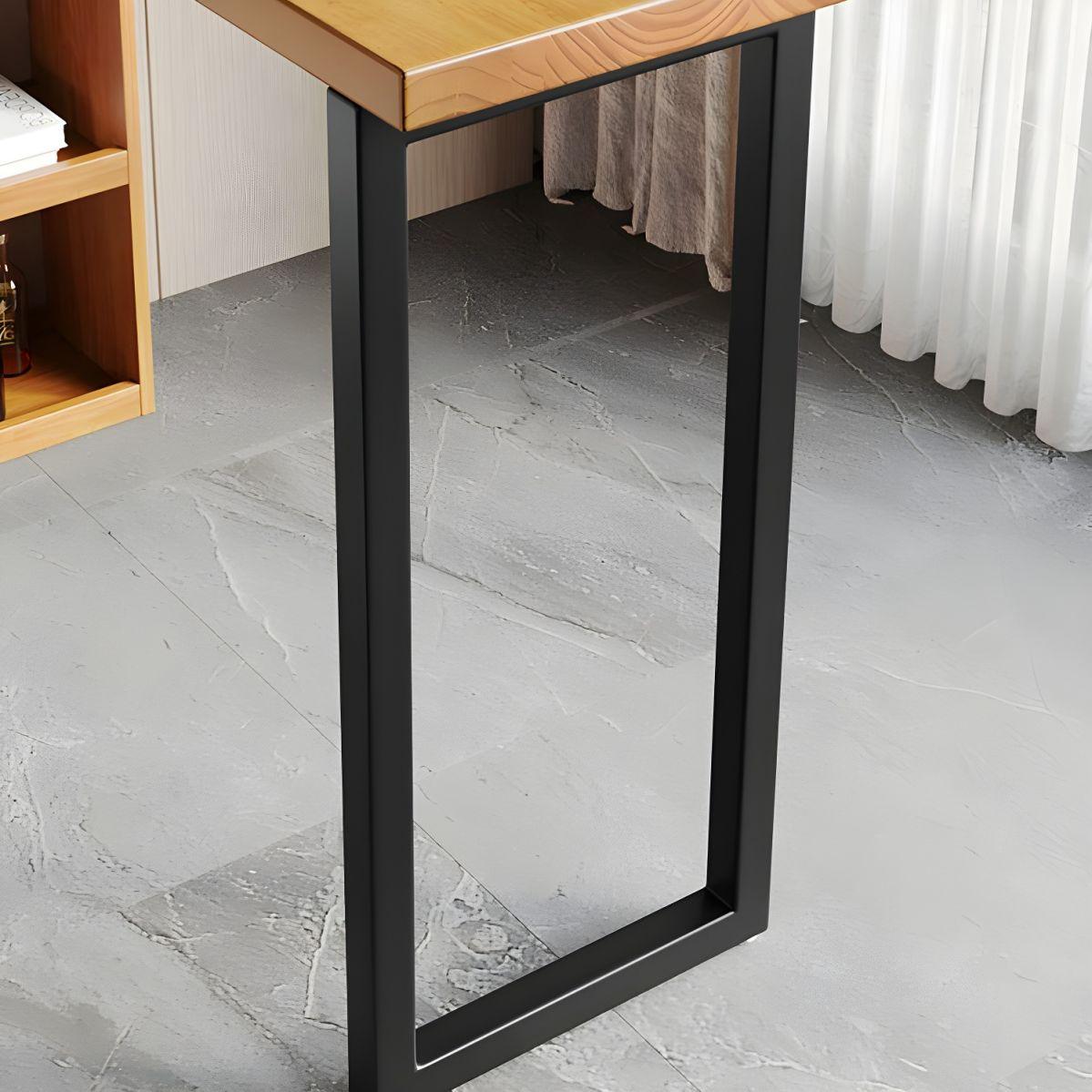 Contemporary Indoor Wood Top Bar Table with Storage Base