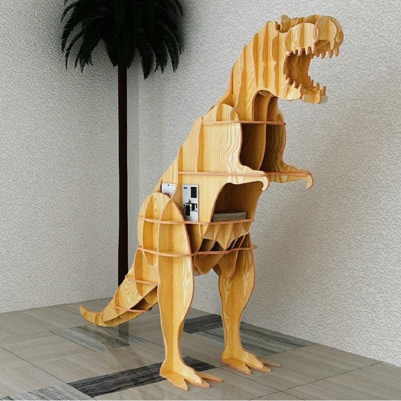 Wooden Tyrannosaurus Animal Shape Bookshelf Storage Rack