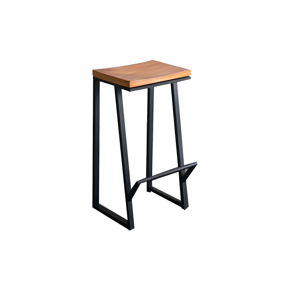 Industrial Wood Bar Stool with Black Metal Legs