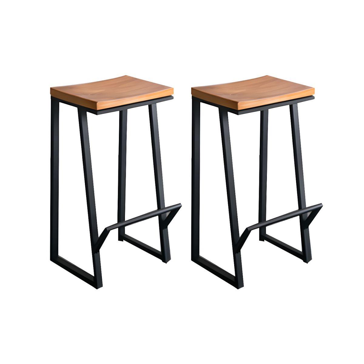 Industrial Wood Bar Stool with Black Metal Legs