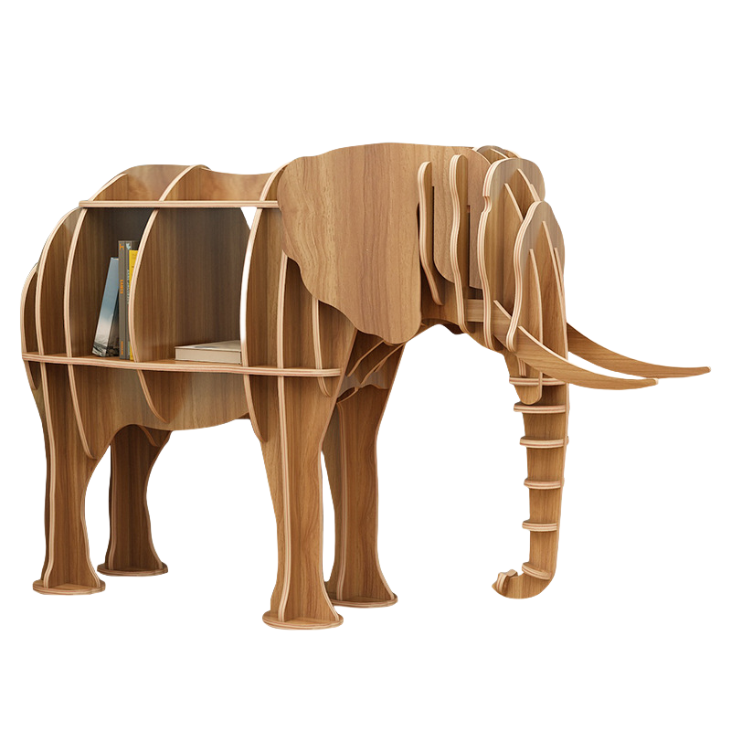 Wooden Elephant Animal Shape Bookshelf Storage Rack