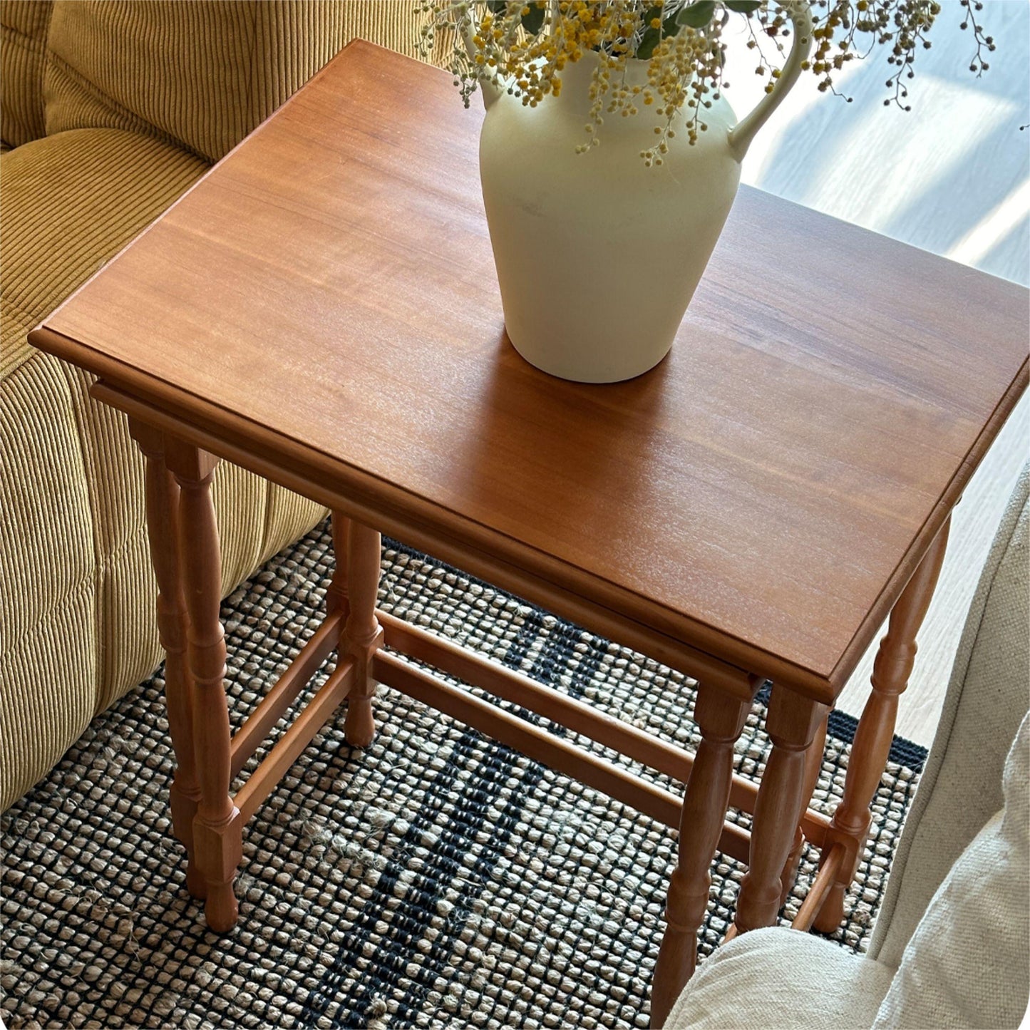 Manchester Style Vintage Solid Wood Nesting Side Tables - 2 Sets